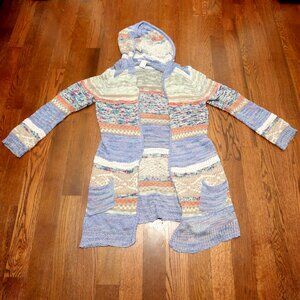 American Rag Hooded Long Blue Detailed Cardigan